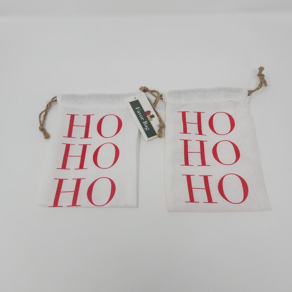 Christmas Gift Party Favor Bags Ho Ho Ho Set of 2